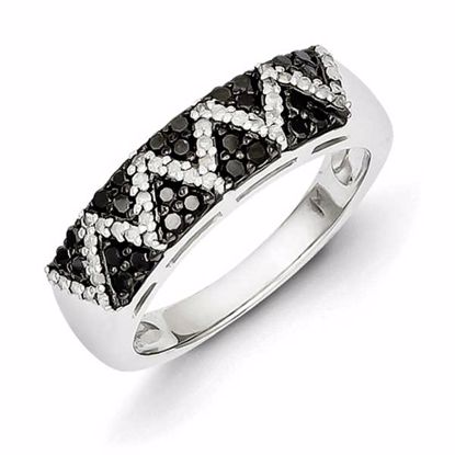 QR5409-7 Closeouts Sterling Silver White & Black Diamond Ring