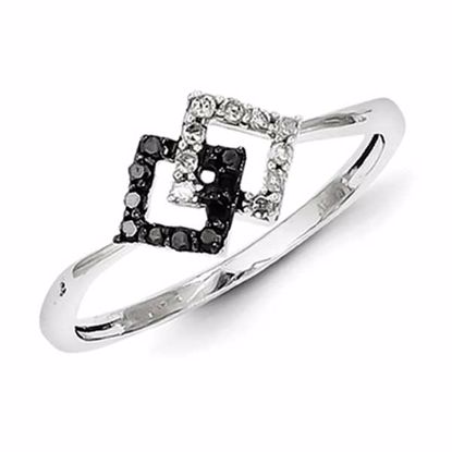 QR5404-7 White Night Sterling Silver w/ Black and White Diamond Ring