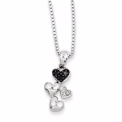 QP3746 White Night Sterling Silver White & Black Diamond Heart Pendant