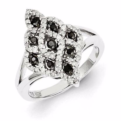 QR2984-6 White Night Sterling Silver Black & White Diamond Ring