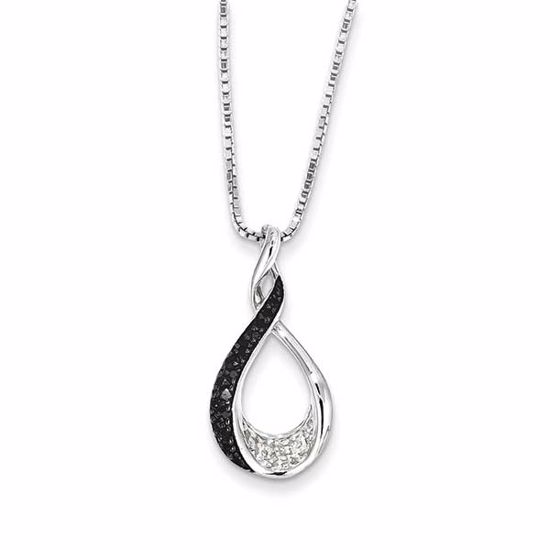 QP3764 White Night Sterling Silver Black Diamond Pendant