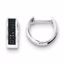 QE10921 White Night Sterling Silver Black Diamond Hoop Earrings