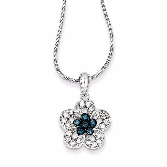 QP3716 White Night Sterling Silver White & Blue Diamond Pendant