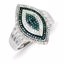 QR5208-7 Closeouts Sterling Silver Rhodium Plated Blue and White Diamond Ring