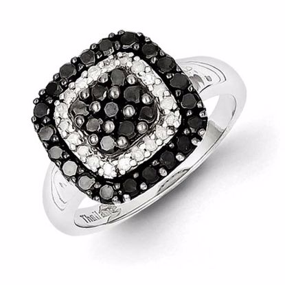 QR3099-8 White Night Sterling Silver Black & White Diamond Ring