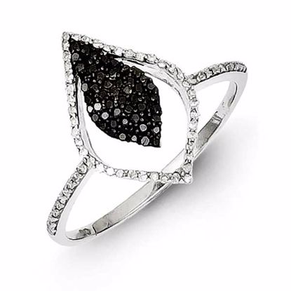 QR5441-6 White Night Sterling Silver Black and White Diamond Fashion Ring