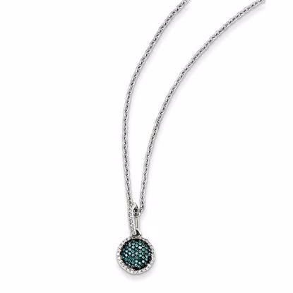 QP3662 White Night Sterling Silver Blue and White Diamond Round Pendant