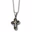 SRN472-22 Chisel Stainless Steel Black & Yellow IP-plated Cross Necklace