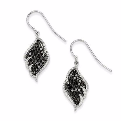 QE7718 Closeouts Sterling Silver Black & White Diamond Earring