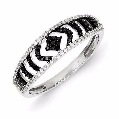 QR5330-6 White Night Sterling Silver Black and White Diamond Ring