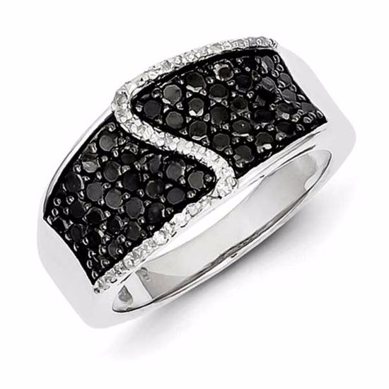 QR2976-6 White Night Sterling Silver Black & White Diamond Ring