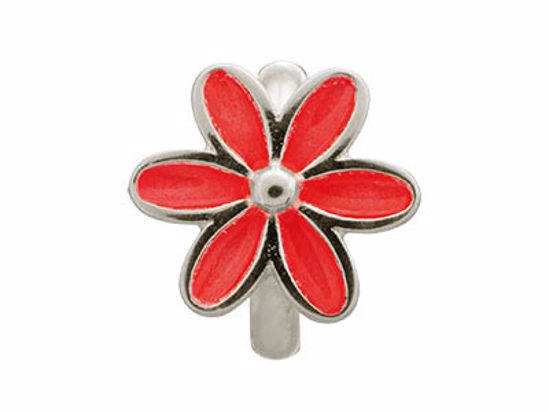 41155-3 Red Enamel Flower Silver