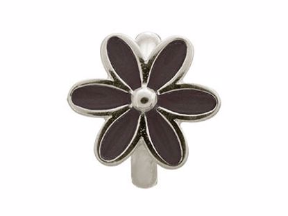 41155-4 Black Enamel Flower Silver