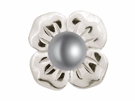 41350-3 Big Grey Pearl Flower Silver