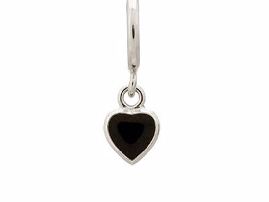 43268-2 Black Enamel Heart Drop Silver