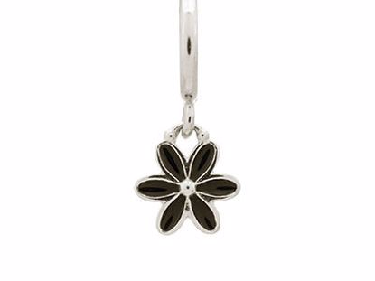 43269-2 Black Enamel Flower Drop Silver