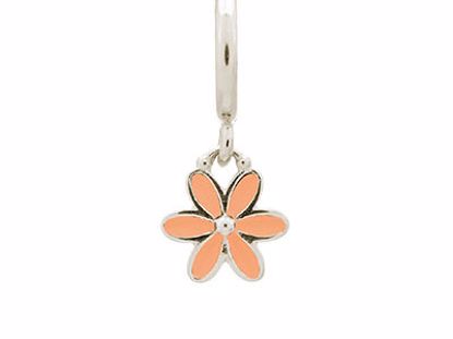 43269-4 Coral Enamel Flower Drop Silver