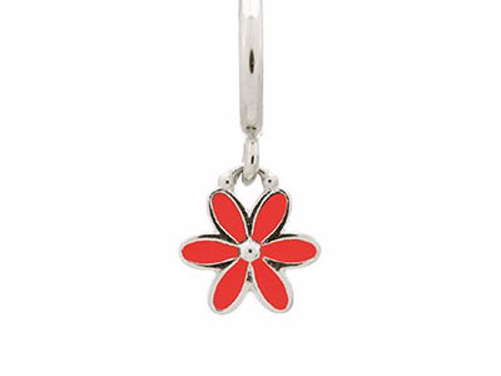 43269-5 Red Enamel Flower Drop Silver