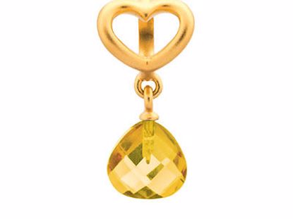 53302-3 Citrine Heart Grip Drop Gold