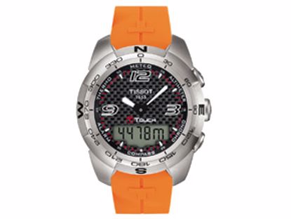 T0134201720700 T-Touch Expert Men's Black Quartz Chronograph Orange Rubber Watch