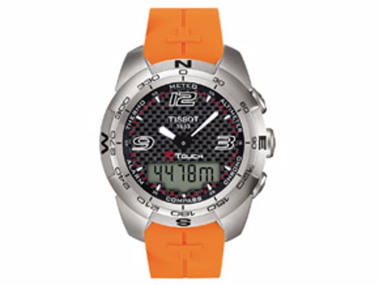 T0134201720700 T-Touch Expert Men's Black Quartz Chronograph Orange Rubber Watch