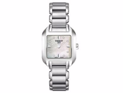T02128574 T-Wave Ladies White Mother Of Pearl et Diamond Quartz Steel Watch