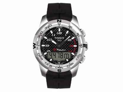 T0474204720700 T-Touch II Men's Black Carbon Quartz Multifunction Rubber Watch