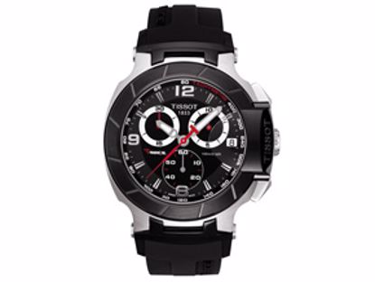 T0484172705700 T-Race Men's Black Quartz Chronograph Rubber Strap Watch