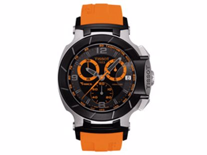 T0484172705704 T-Race Men's Black Quartz Chronograph Orange Rubber Watch