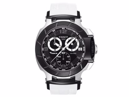 T0484172705705 T-Race Men's White Quartz Chronograph Rubber Watch