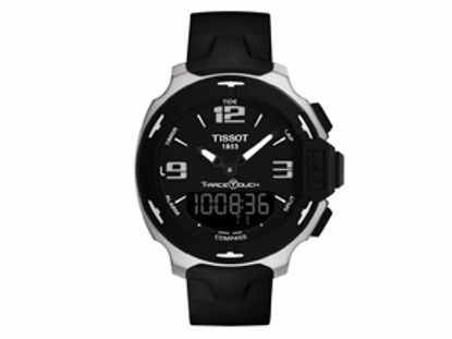 T0814201705701 T-Race Touch Men's Black and Silver  Quartz  Watch With Black Synthetic Strap