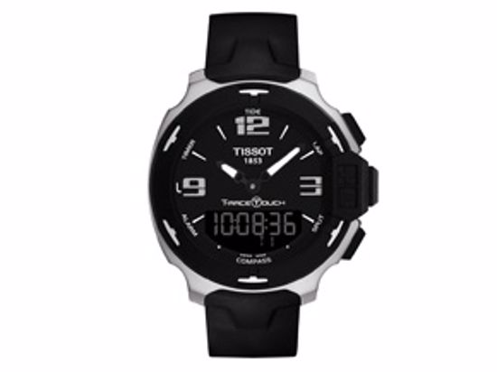 T0814201705701 T-Race Touch Men's Black and Silver  Quartz  Watch With Black Synthetic Strap