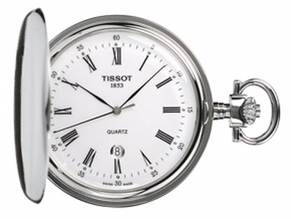 T83655313 Savonette White Quartz Pocket Watch et Chain