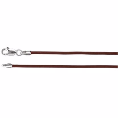 CH611:298521:P Sterling Silver 1.5mm Brown Leather 7" Cord