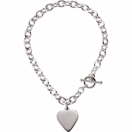 BRC277:296482:P Cable Toggle Bracelet with Heart 5.75mm 