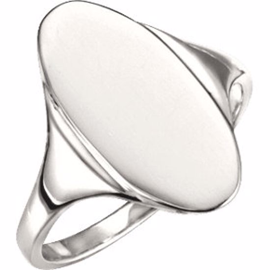 5203:6397:P 14kt White Oval Signet Ring