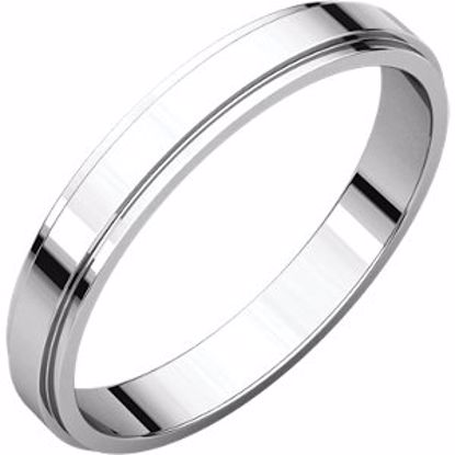 FE15.5:150665:P 10kt White 3mm Flat Edge Band