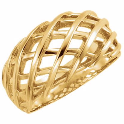 5445:25208:P 14kt Yellow 11mm Latticework Dome Ring