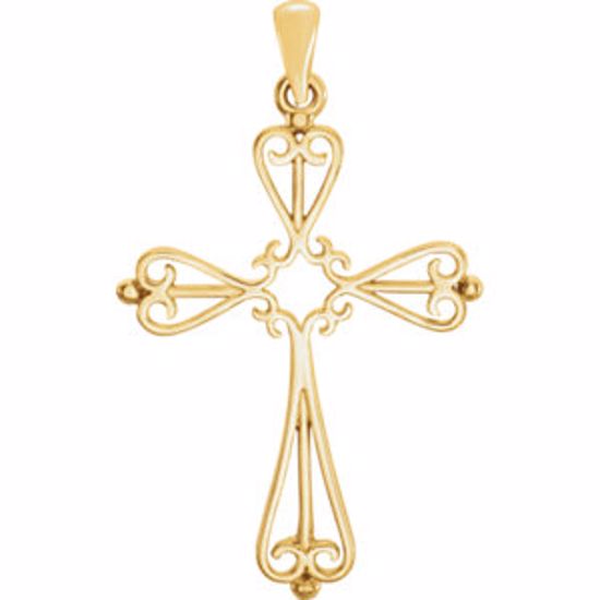 R80070:76044:P 14kt Yellow 33x25mm Cross Pendant Mounting