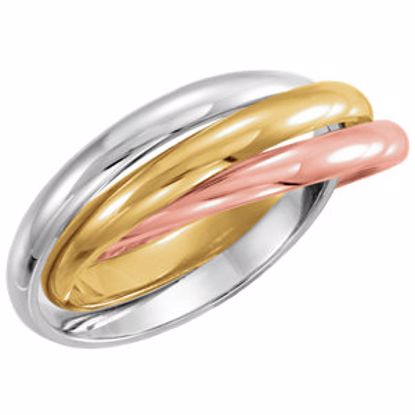5692:104887:P 18kt Yellow, 18kt Rose & Platinum 2.5mm Three Band Rolling Ring Size 11
