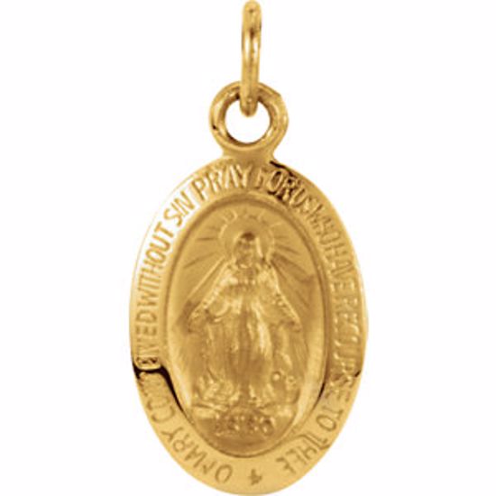 R5020:62434:P 14kt Yellow 12x8mm Oval Miraculous Medal