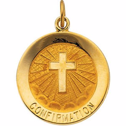 R5045:63251:P 14kt Yellow 18mm Confirmation Medal with Cross