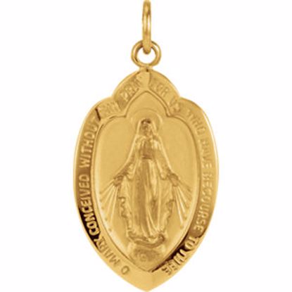 R5022:63194:P 14kt Yellow 20x13mm Badge-Shaped Miraculous Medal 