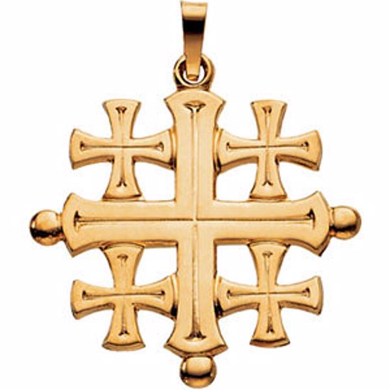 R16148:66924:P 14kt Yellow 27x26mm Jerusalem Cross Pendant