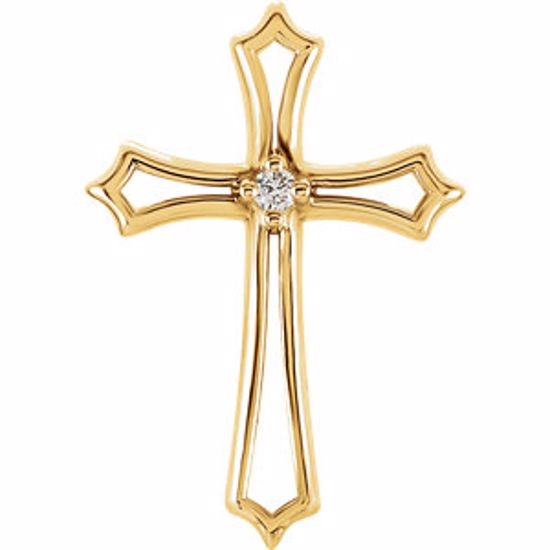 R8292D:66154:P 14kt Yellow .015 CTW Diamond Cross Pendant