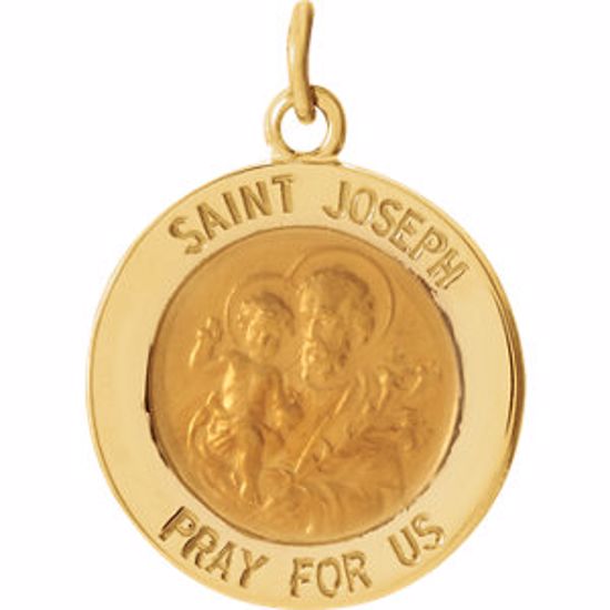 R16369:67300:P 14kt Yellow 15mm Round St. Joseph Medal  