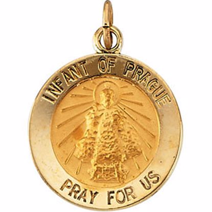 R16343:67299:P 14kt Yellow 15mm Round Infant of Prague Medal