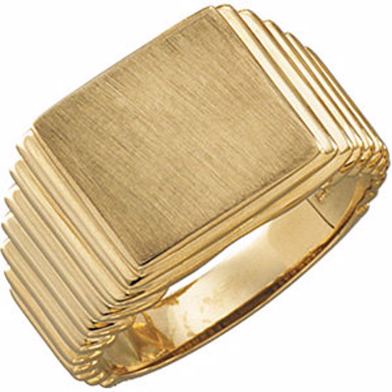 9123:89651:P 18kt Yellow 14x13mm Square Signet Ring