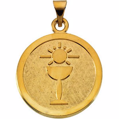 R16489:128262:P 14kt Yellow 23mm Blessed Sacrament Pendant Medal
