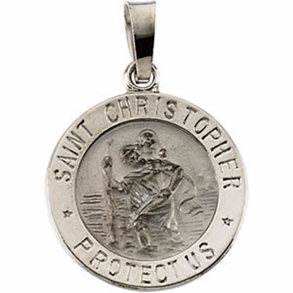 R5024:144036:P 14kt White 14.75mm St. Christopher Medal